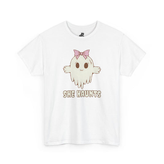 She Haunts - Cute Halloween Ghost T-Shirt