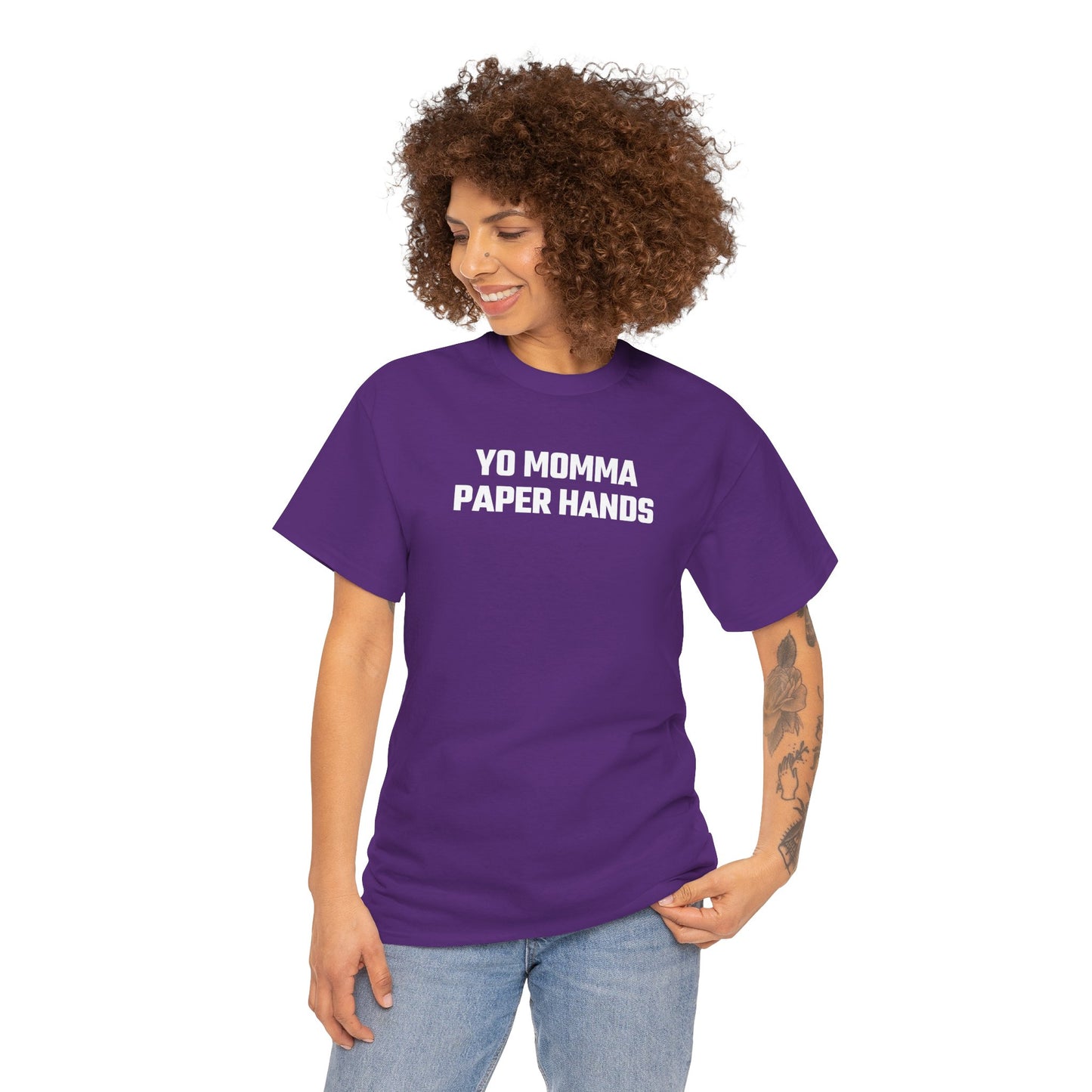 Yo Momma Paper Hands Graphic Tee - Crypto Themed T-Shirt