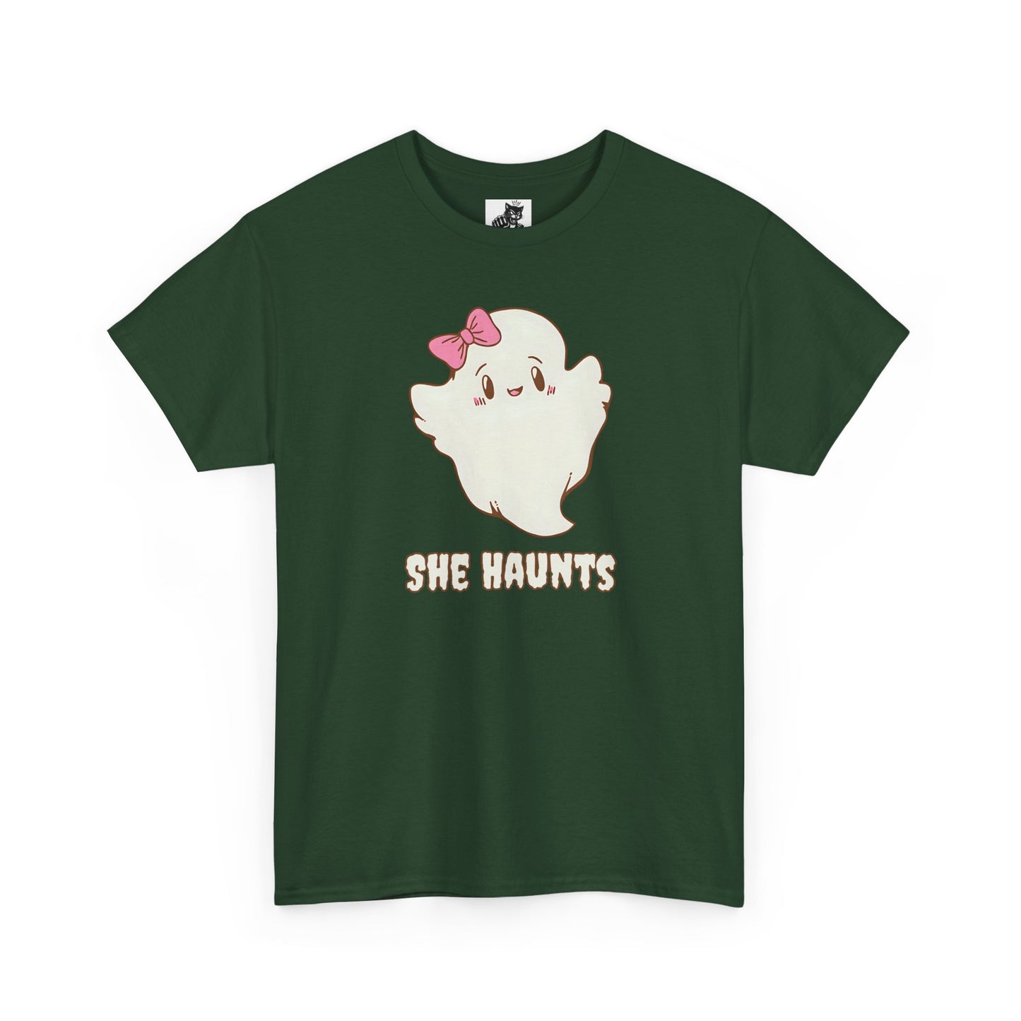 She Haunts (Version 2) - Cute Halloween Ghost T-Shirt