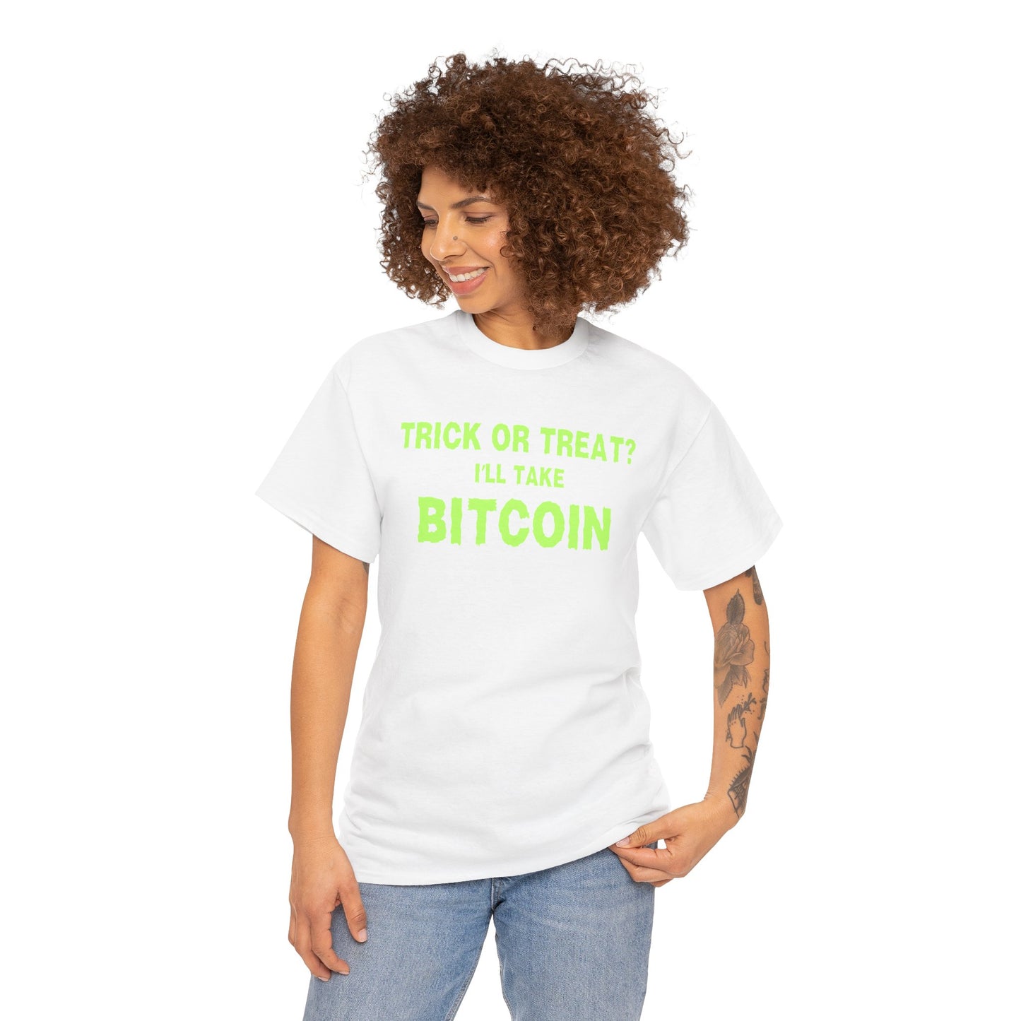 Trick Or Treat I'll Take Bitcoin (Version 2) Graphic Tee - Crypto Halloween T-Shirt