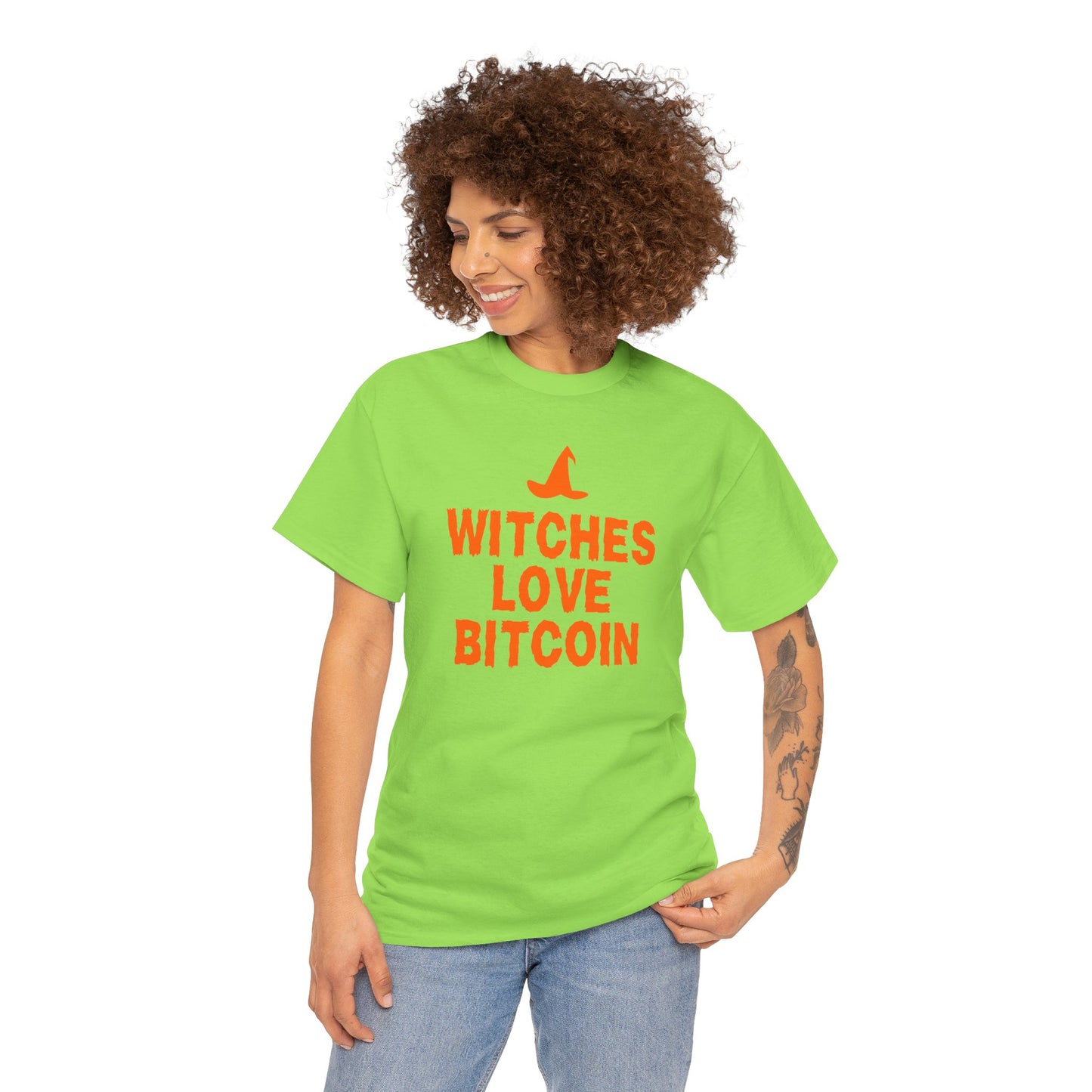 Witches Love Bitcoin Graphic Tee - Crypto Halloween Witch T-Shirt