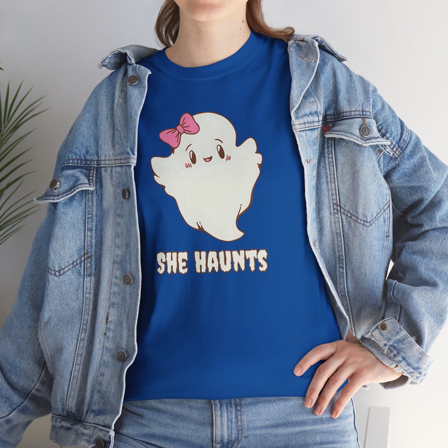 She Haunts (Version 2) - Cute Halloween Ghost T-Shirt