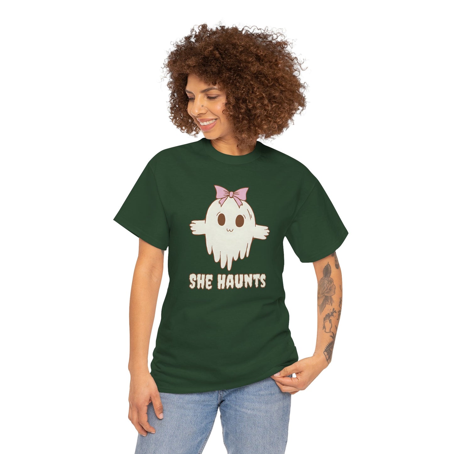 She Haunts - Cute Halloween Ghost T-Shirt