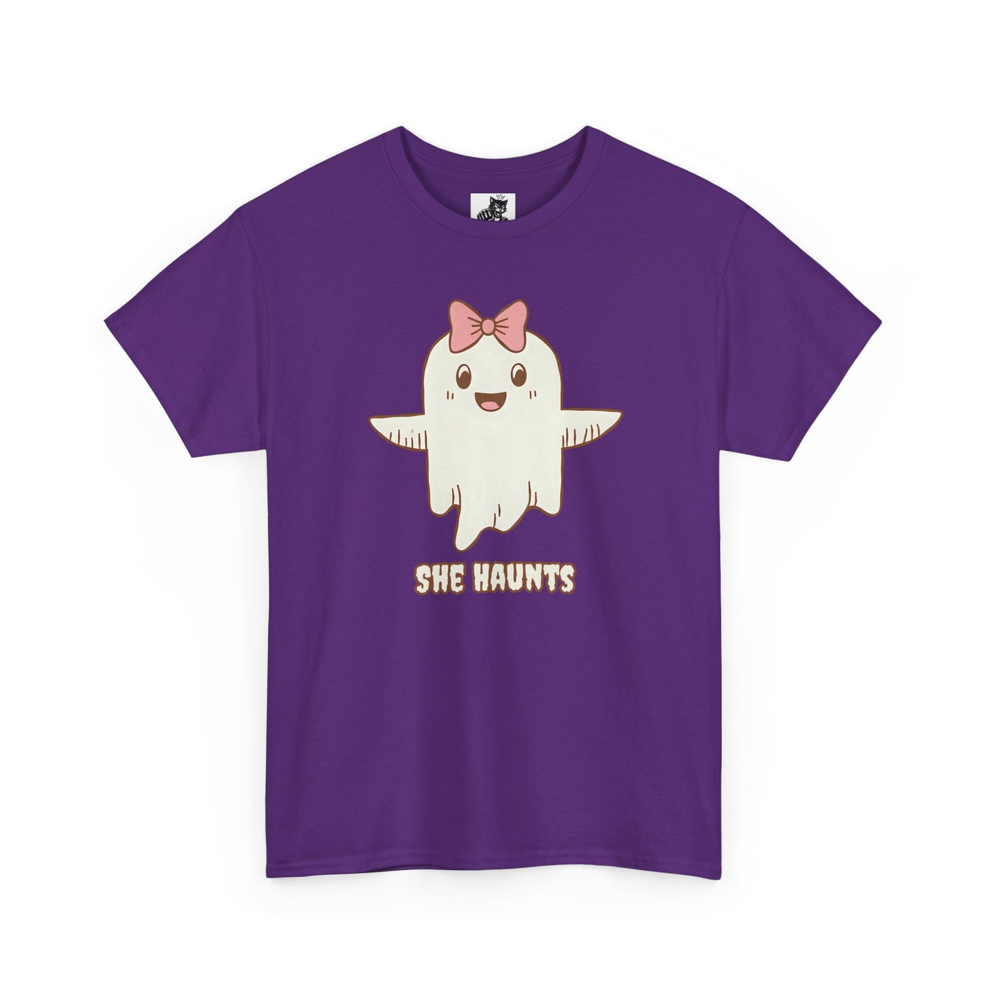 She Haunts (Version 3) - Cute Halloween Ghost T-Shirt