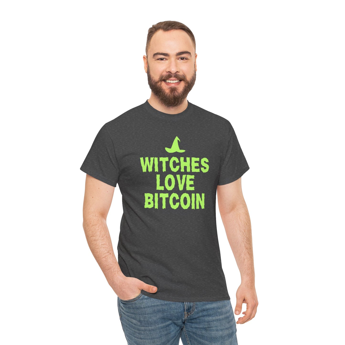 Witches Love Bitcoin (Version 2) Graphic Tee - Crypto Halloween Witch T-Shirt