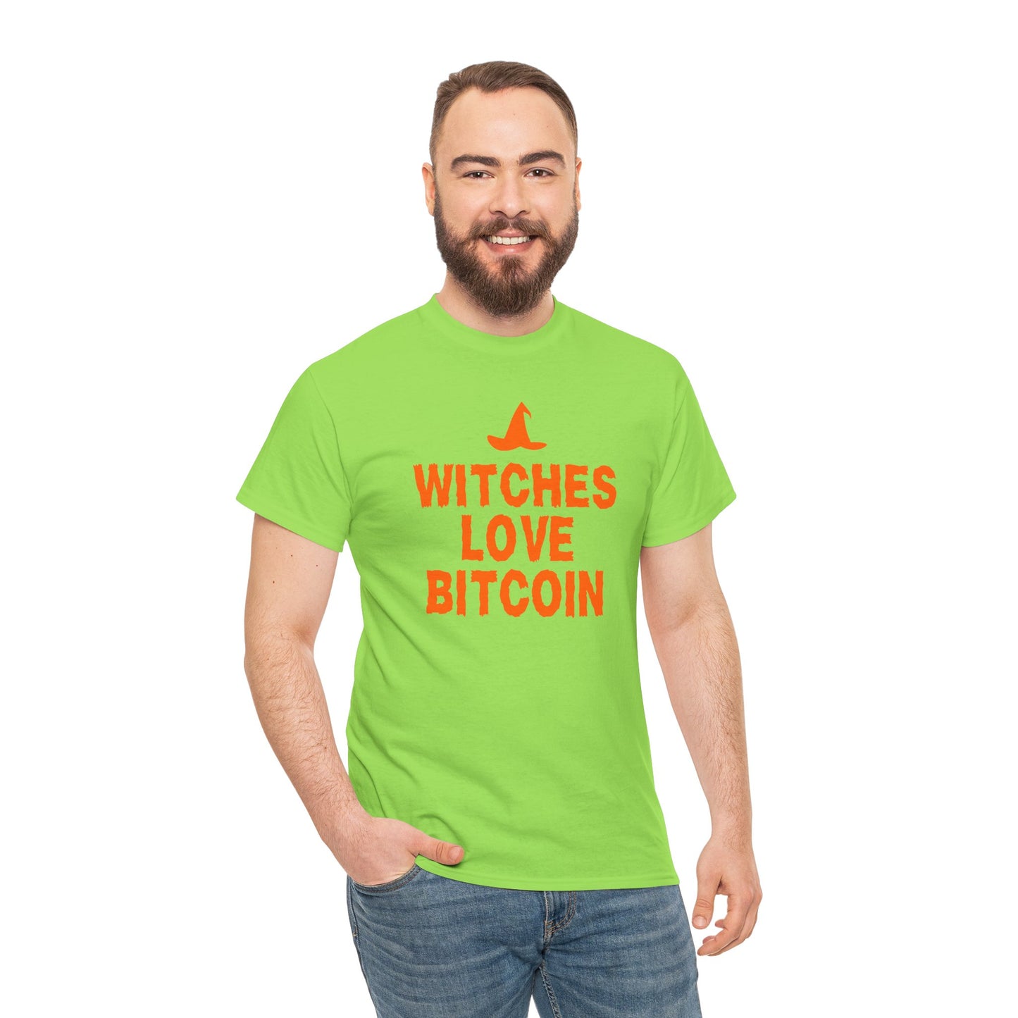 Witches Love Bitcoin Graphic Tee - Crypto Halloween Witch T-Shirt