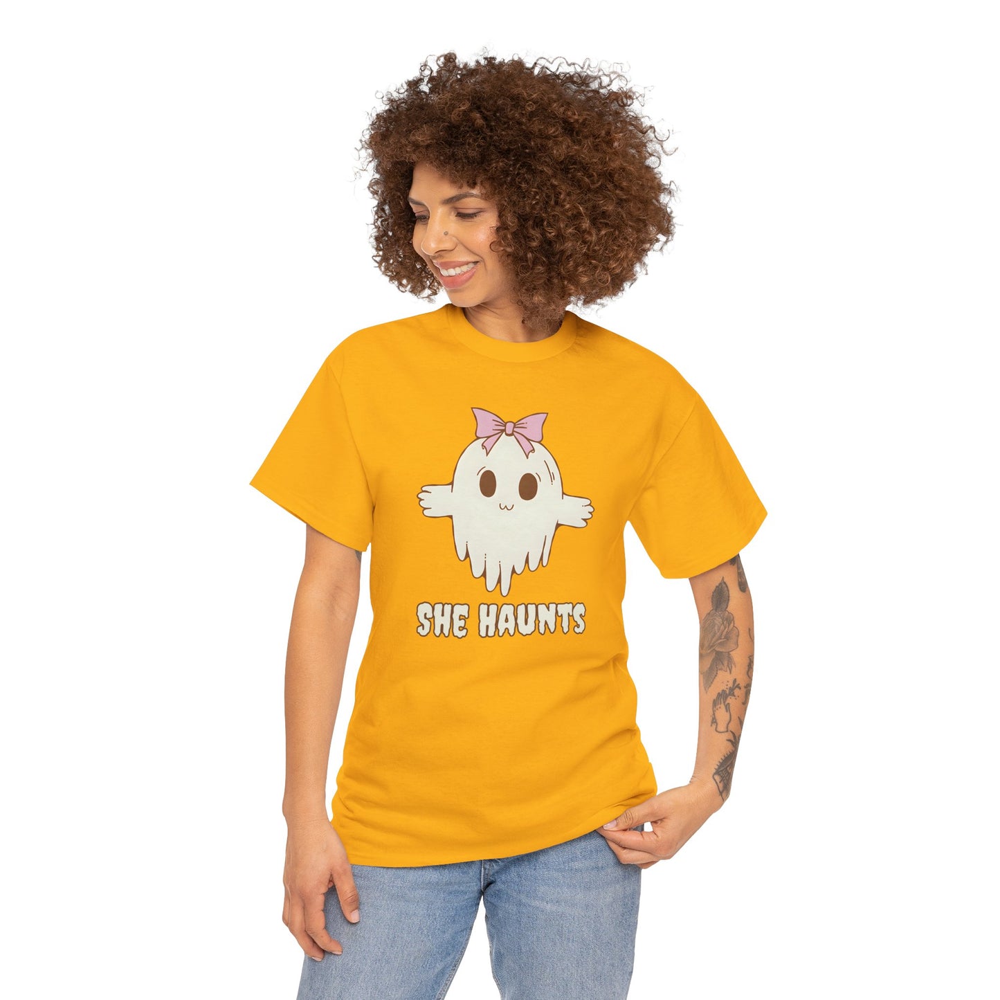 She Haunts - Cute Halloween Ghost T-Shirt