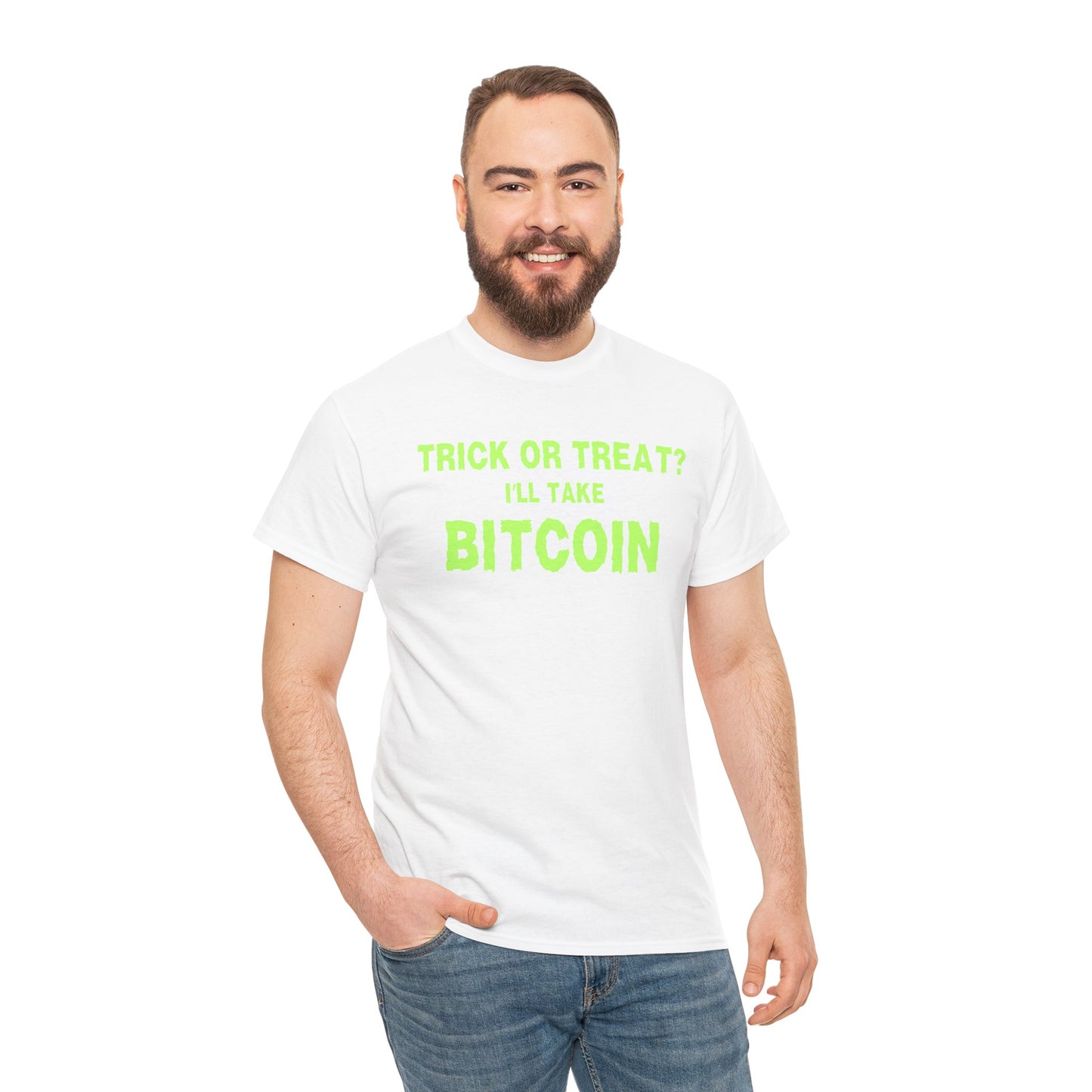 Trick Or Treat I'll Take Bitcoin (Version 2) Graphic Tee - Crypto Halloween T-Shirt