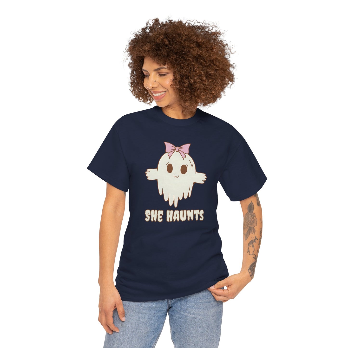 She Haunts - Cute Halloween Ghost T-Shirt