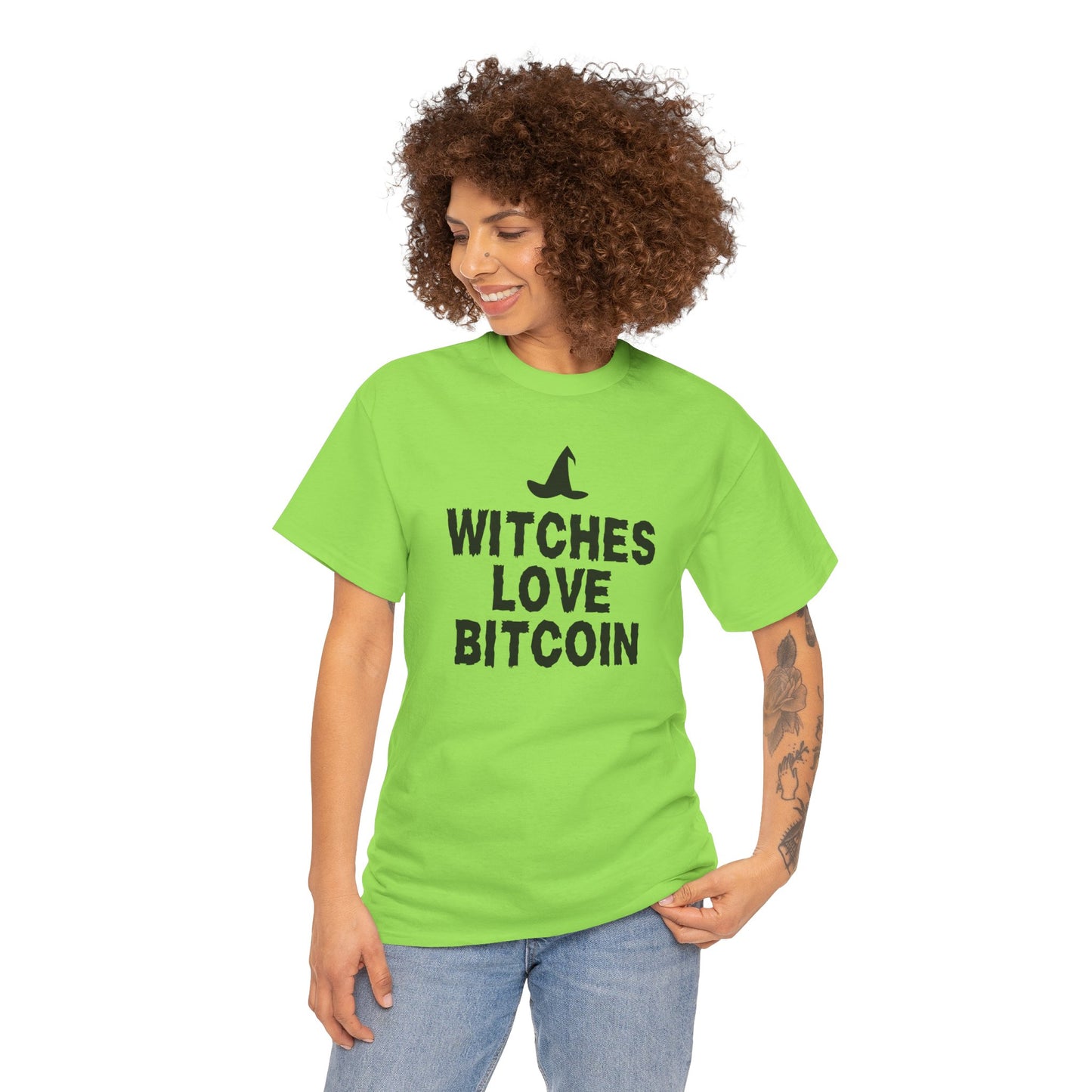 Witches Love Bitcoin (Version 2) Graphic Tee - Crypto Halloween Witch T-Shirt