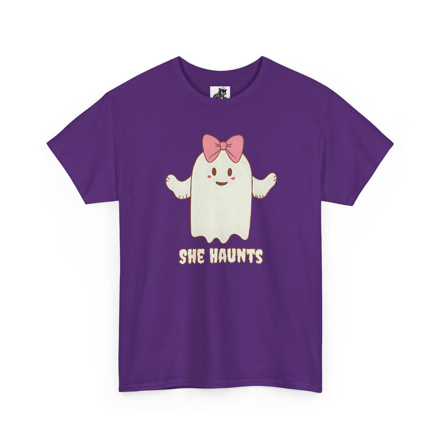 She Haunts (Version 4) - Cute Halloween Ghost T-Shirt
