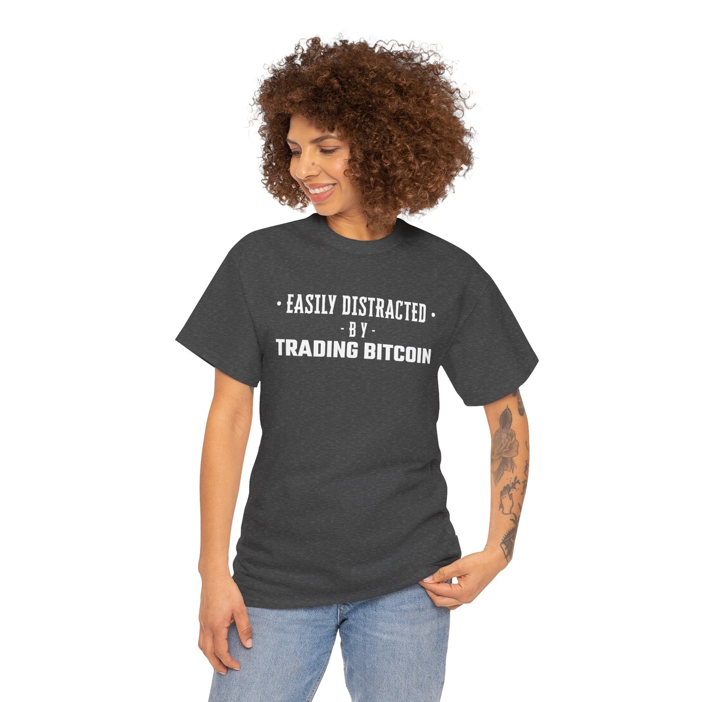 Easily Distracted By Trading Bitcoin Graphic Tee - Unisex Cotton T-Shirt