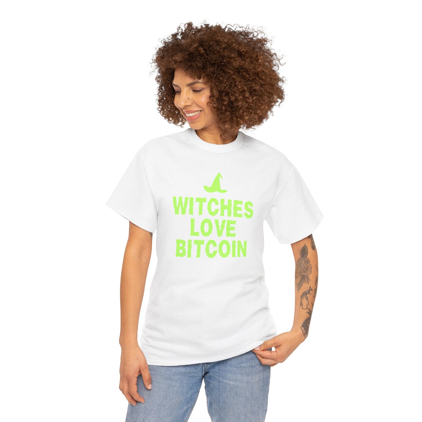 Witches Love Bitcoin (Version 2) Graphic Tee - Crypto Halloween Witch T-Shirt