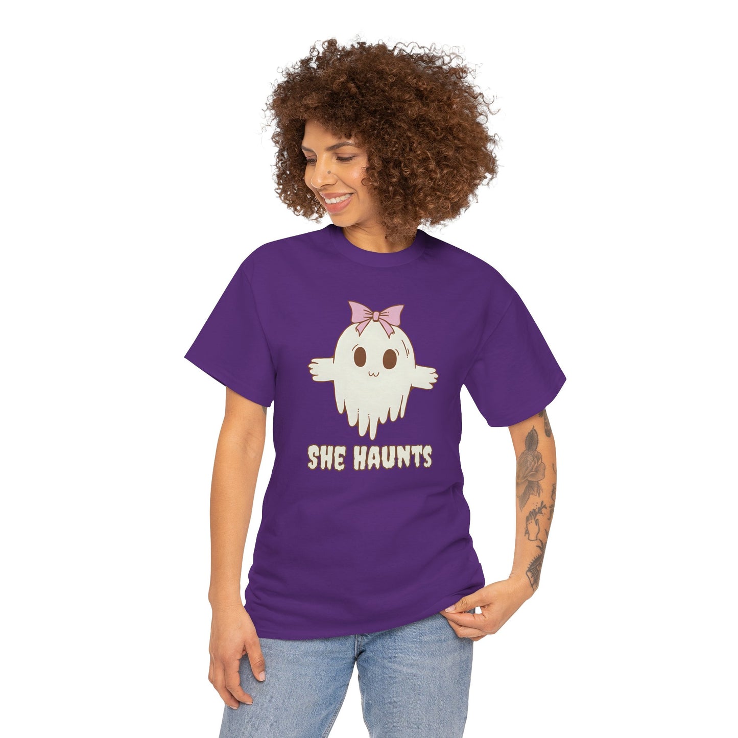 She Haunts - Cute Halloween Ghost T-Shirt