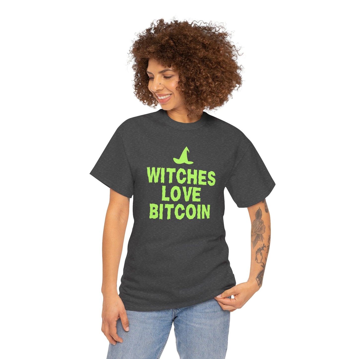 Witches Love Bitcoin (Version 2) Graphic Tee - Crypto Halloween Witch T-Shirt