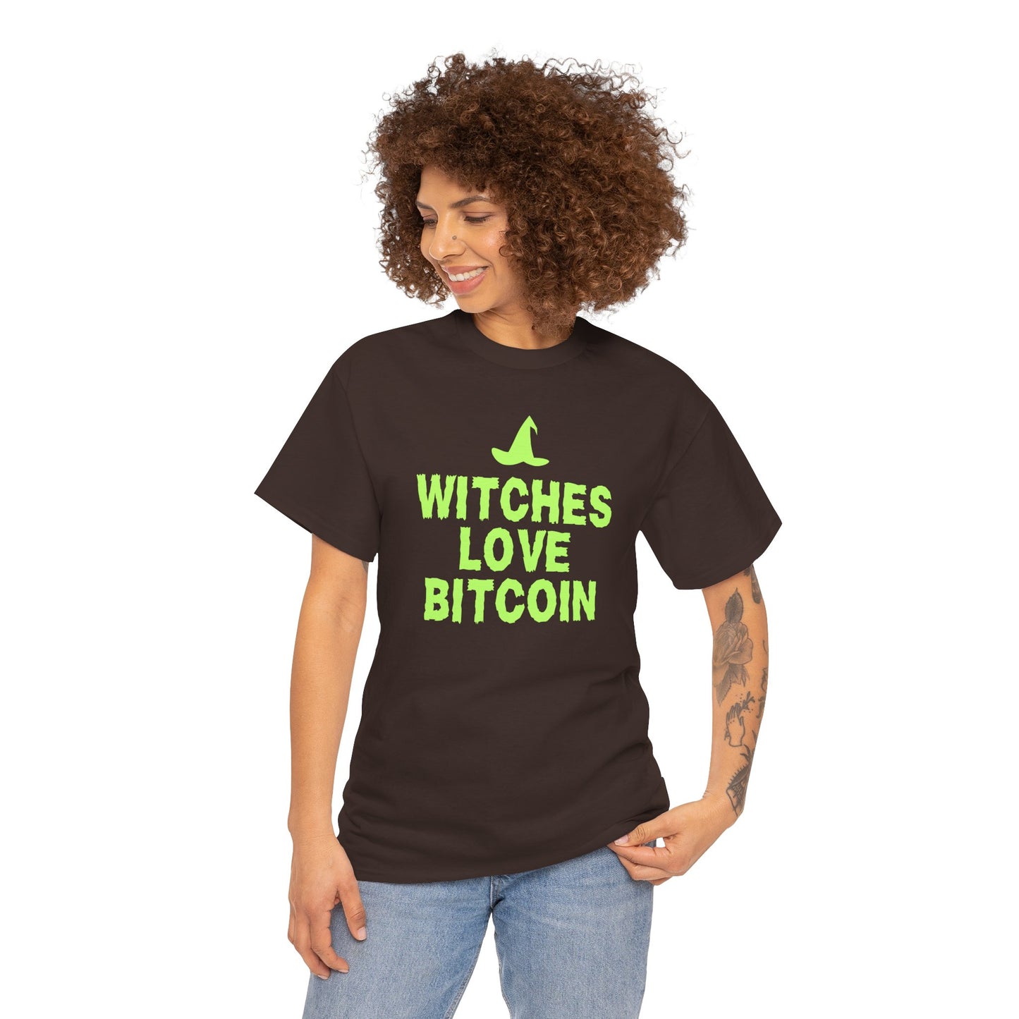 Witches Love Bitcoin (Version 2) Graphic Tee - Crypto Halloween Witch T-Shirt