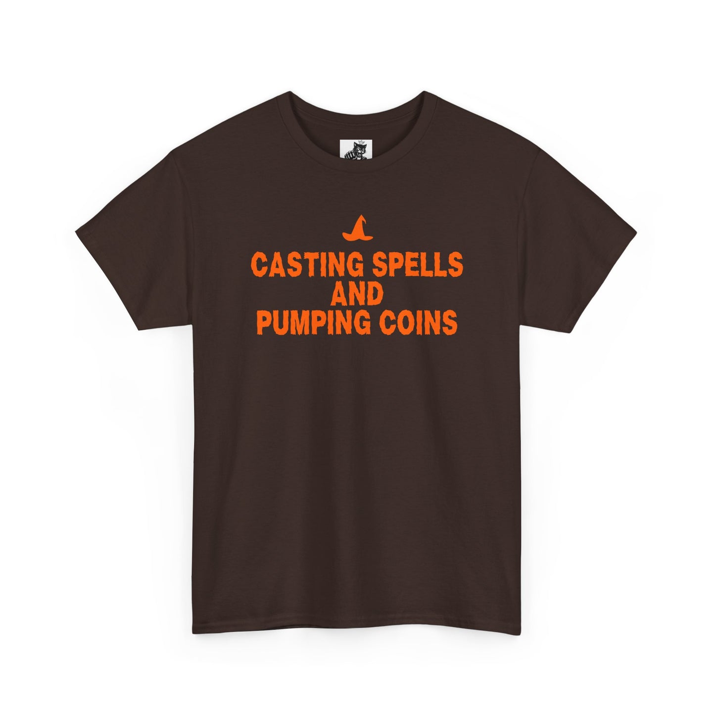 Casting Spells and Pumping Coins Graphic Tee - Crypto Halloween Witch T-Shirt