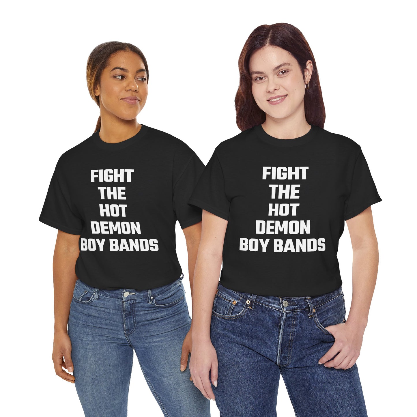 Fight The Hot Demon Boy Bands Graphic Tee - Unisex Cotton T-Shirt