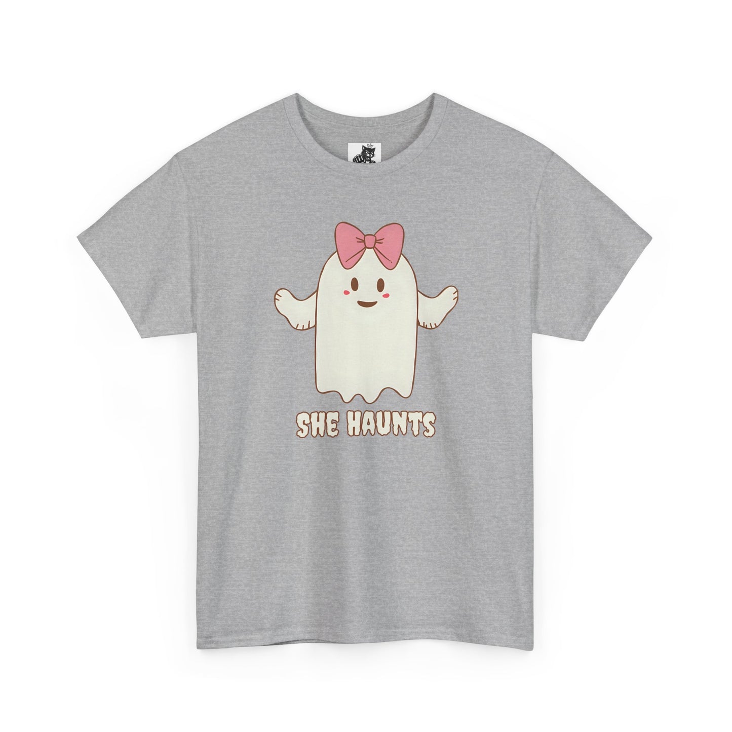 She Haunts (Version 4) - Cute Halloween Ghost T-Shirt