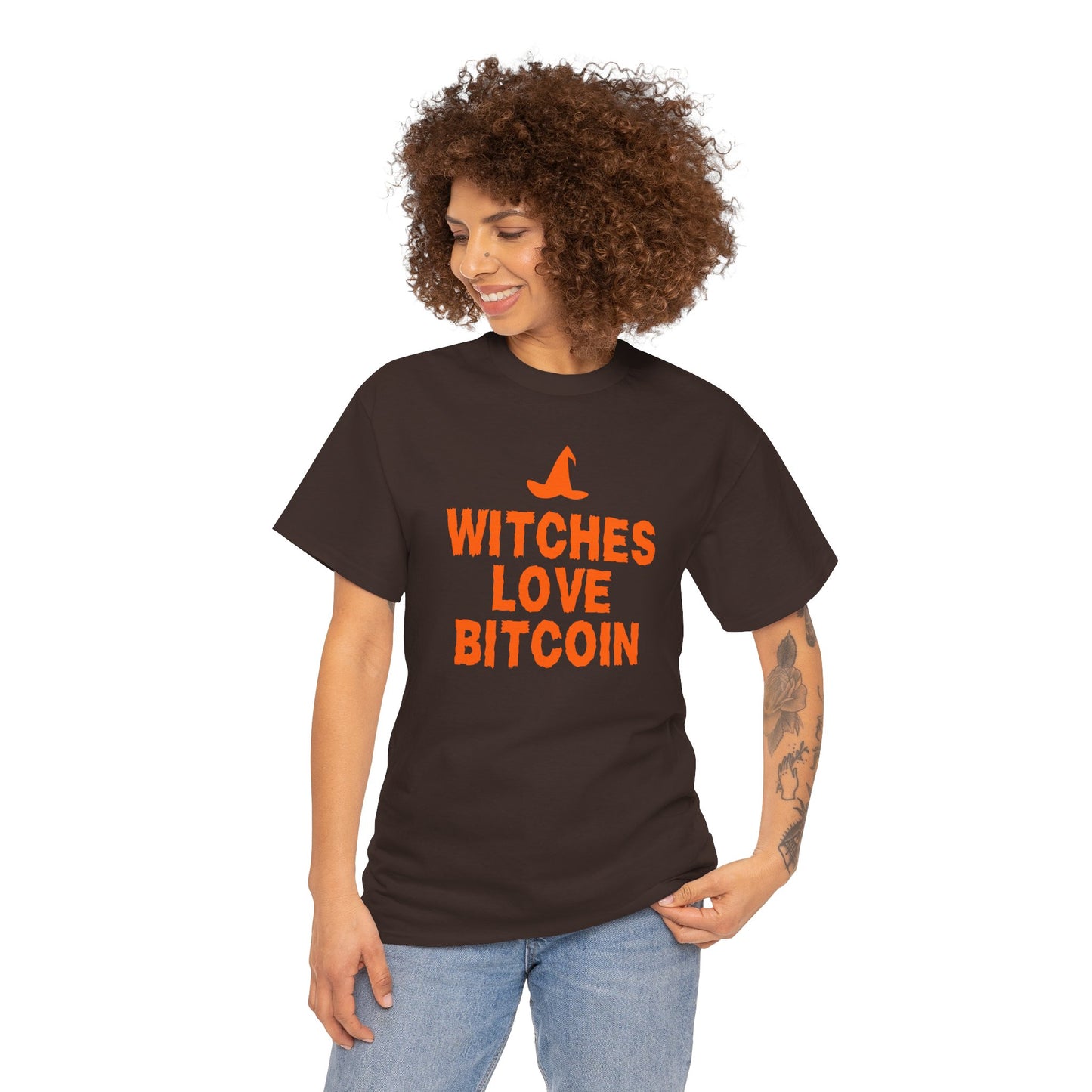 Witches Love Bitcoin Graphic Tee - Crypto Halloween Witch T-Shirt