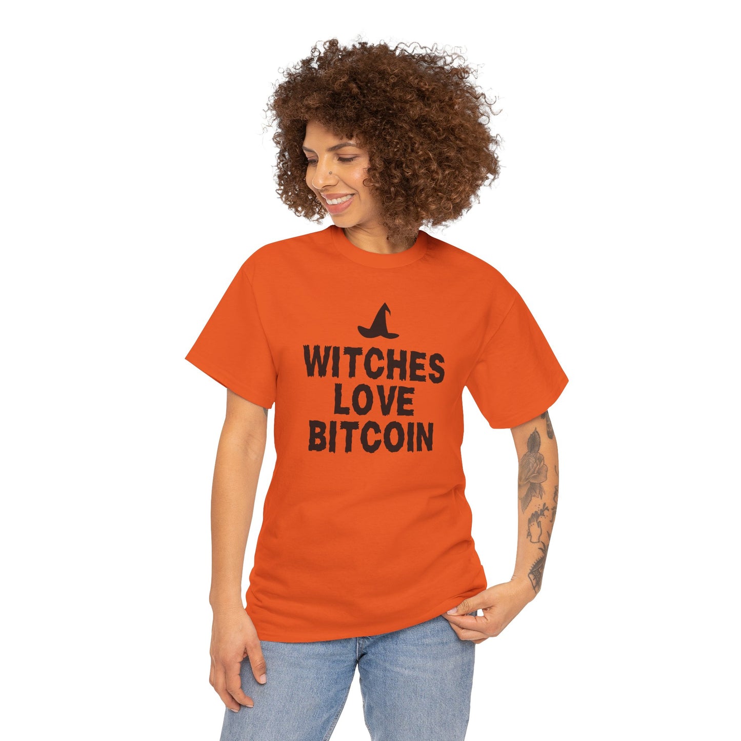 Witches Love Bitcoin Graphic Tee - Crypto Halloween Witch T-Shirt
