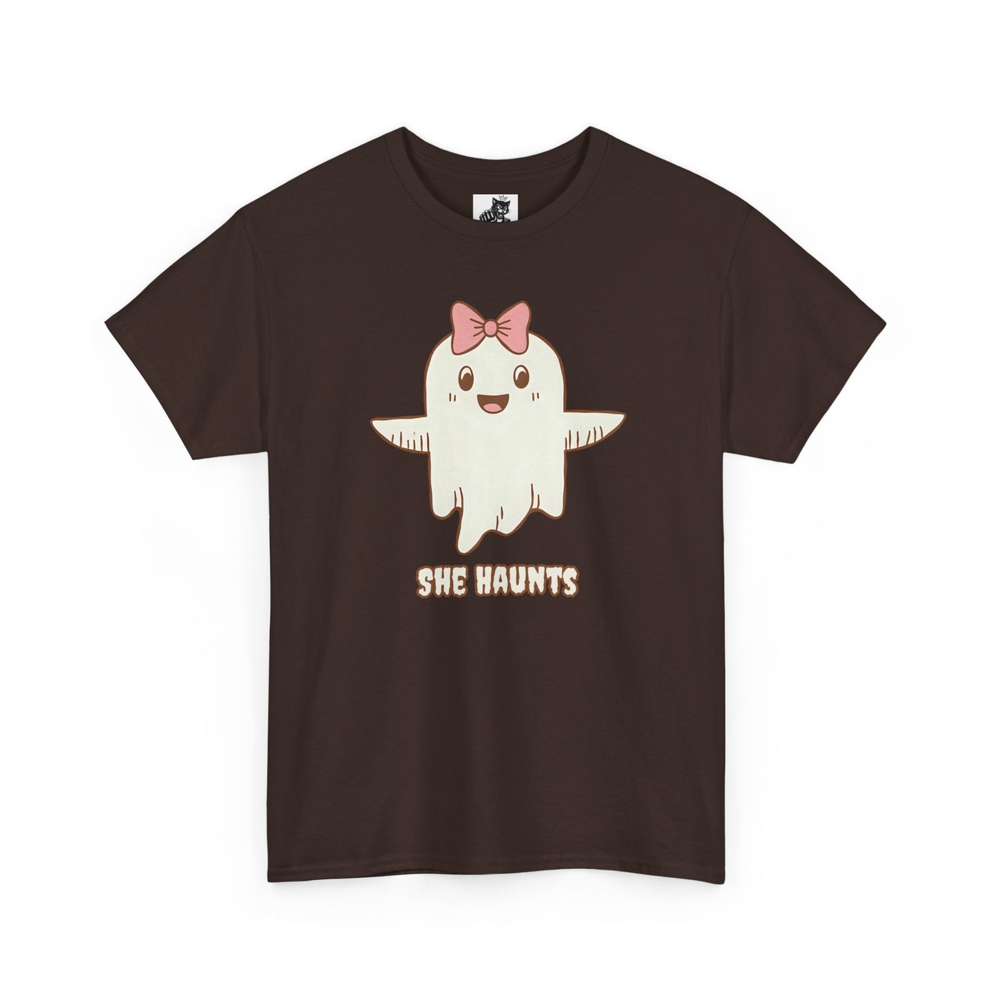 She Haunts (Version 3) - Cute Halloween Ghost T-Shirt