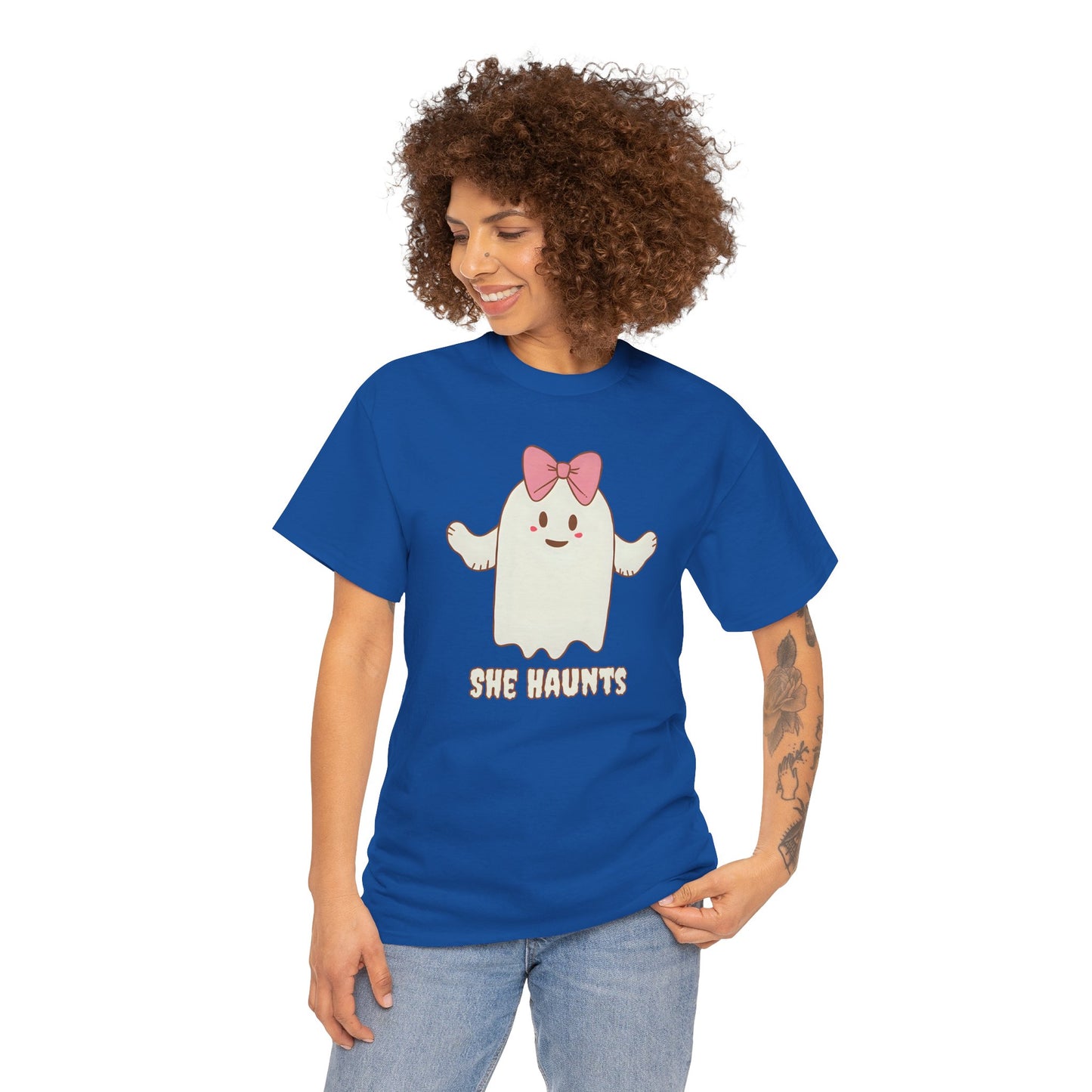 She Haunts (Version 4) - Cute Halloween Ghost T-Shirt