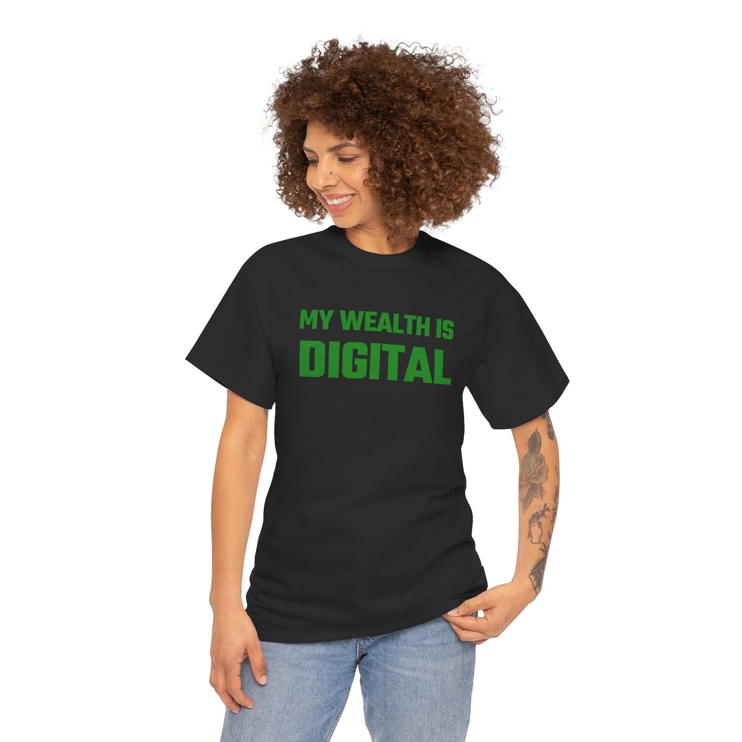 My Wealth Is Digital (Green) - Crypto Themed T-Shirt