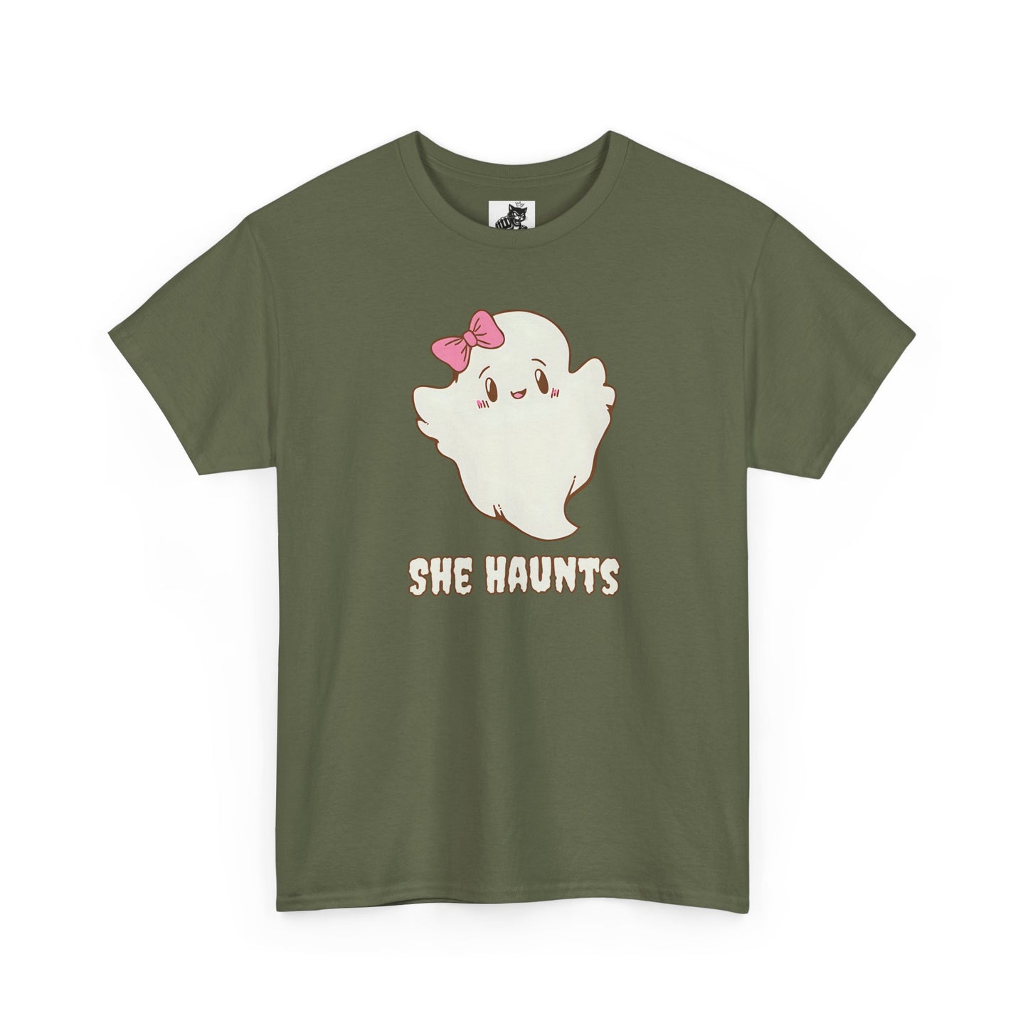 She Haunts (Version 2) - Cute Halloween Ghost T-Shirt