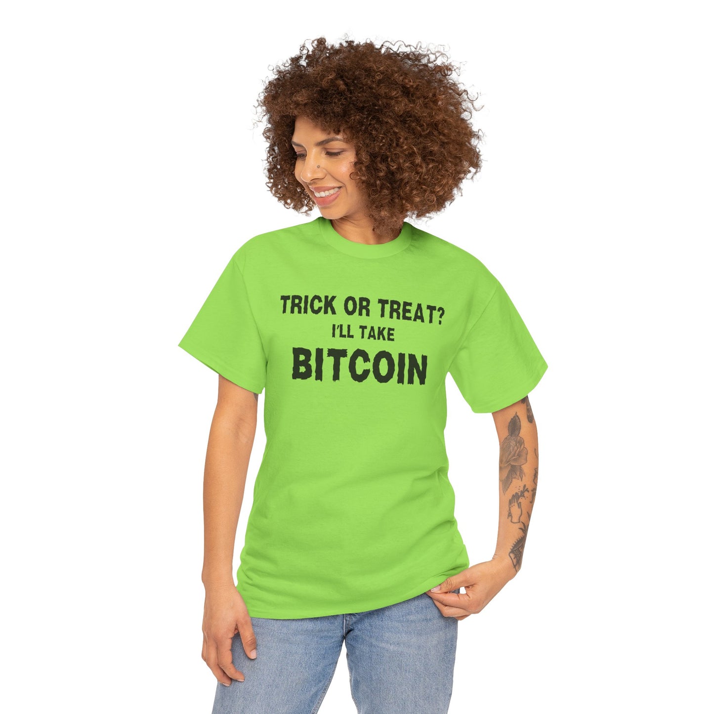 Trick Or Treat I'll Take Bitcoin (Version 2) Graphic Tee - Crypto Halloween T-Shirt