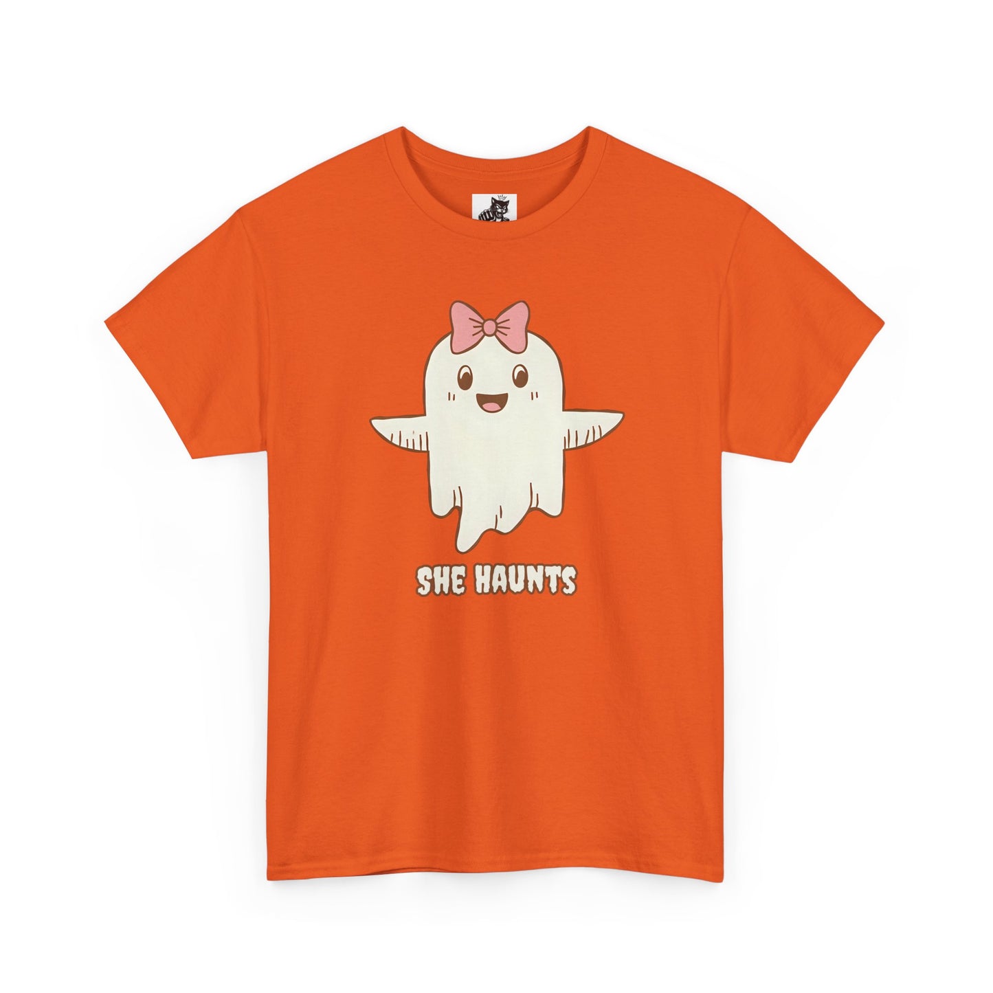 She Haunts (Version 3) - Cute Halloween Ghost T-Shirt