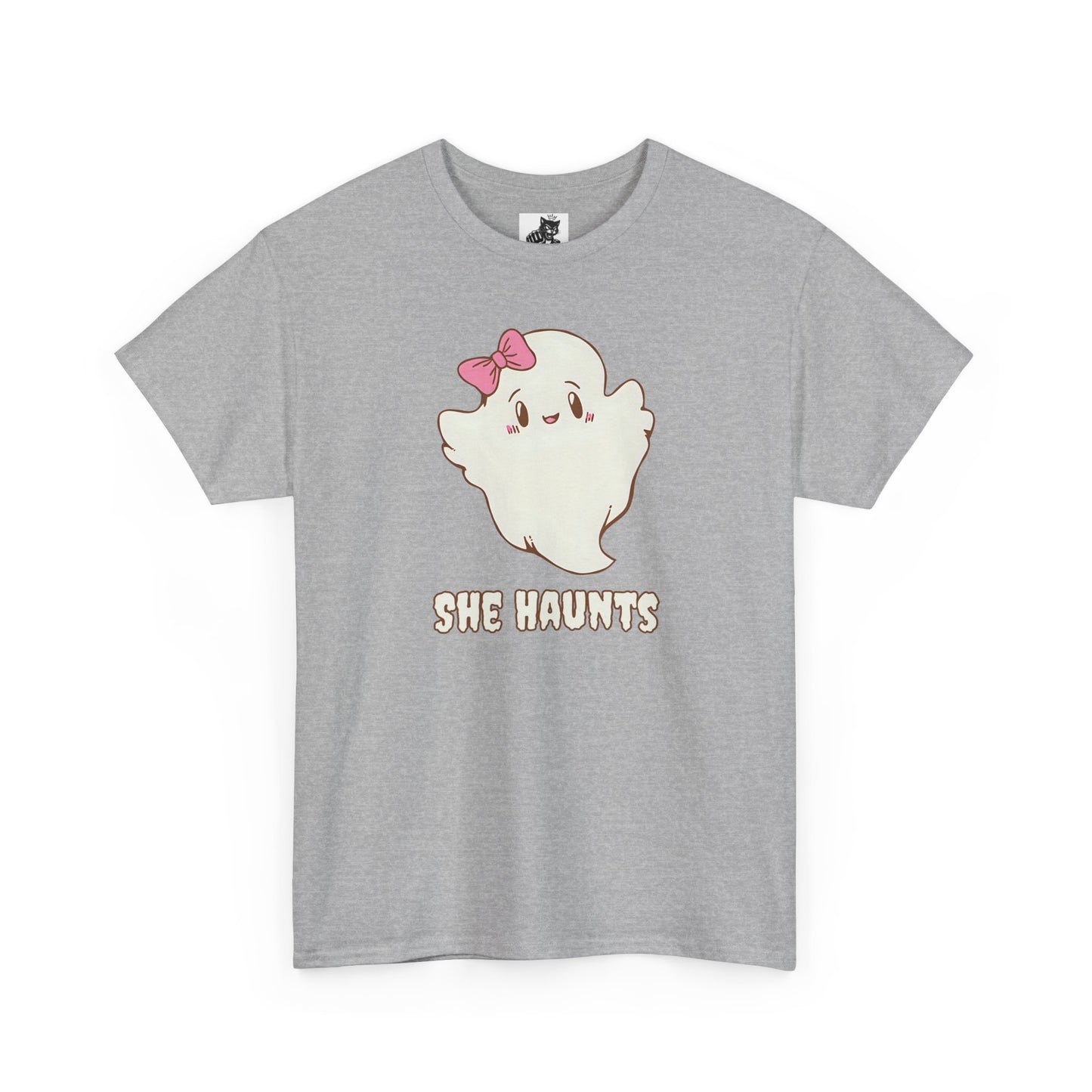 She Haunts (Version 2) - Cute Halloween Ghost T-Shirt