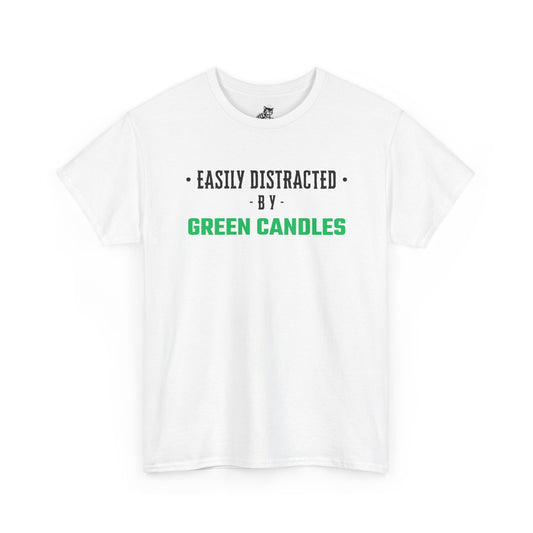 Easily Distracted By Green Candles (Version 2) Graphic Tee - Unisex Cotton T-Shirt