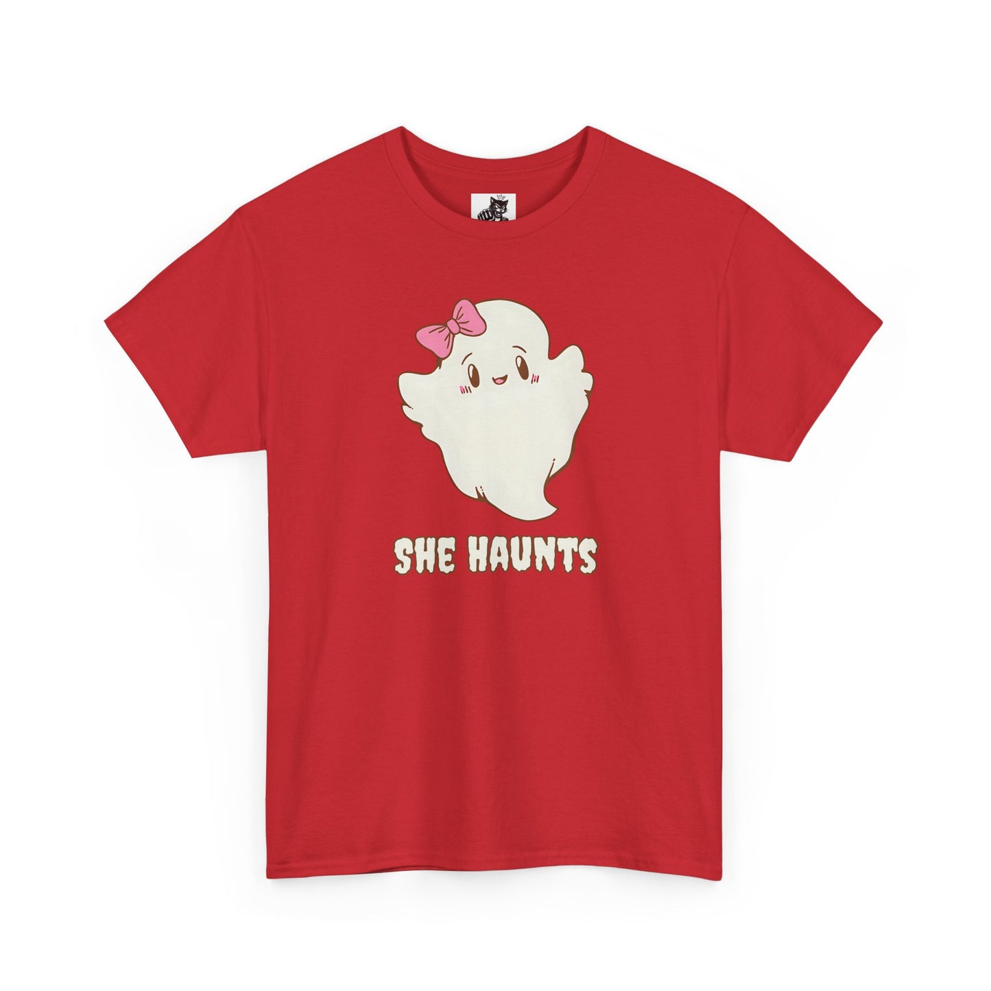 She Haunts (Version 2) - Cute Halloween Ghost T-Shirt