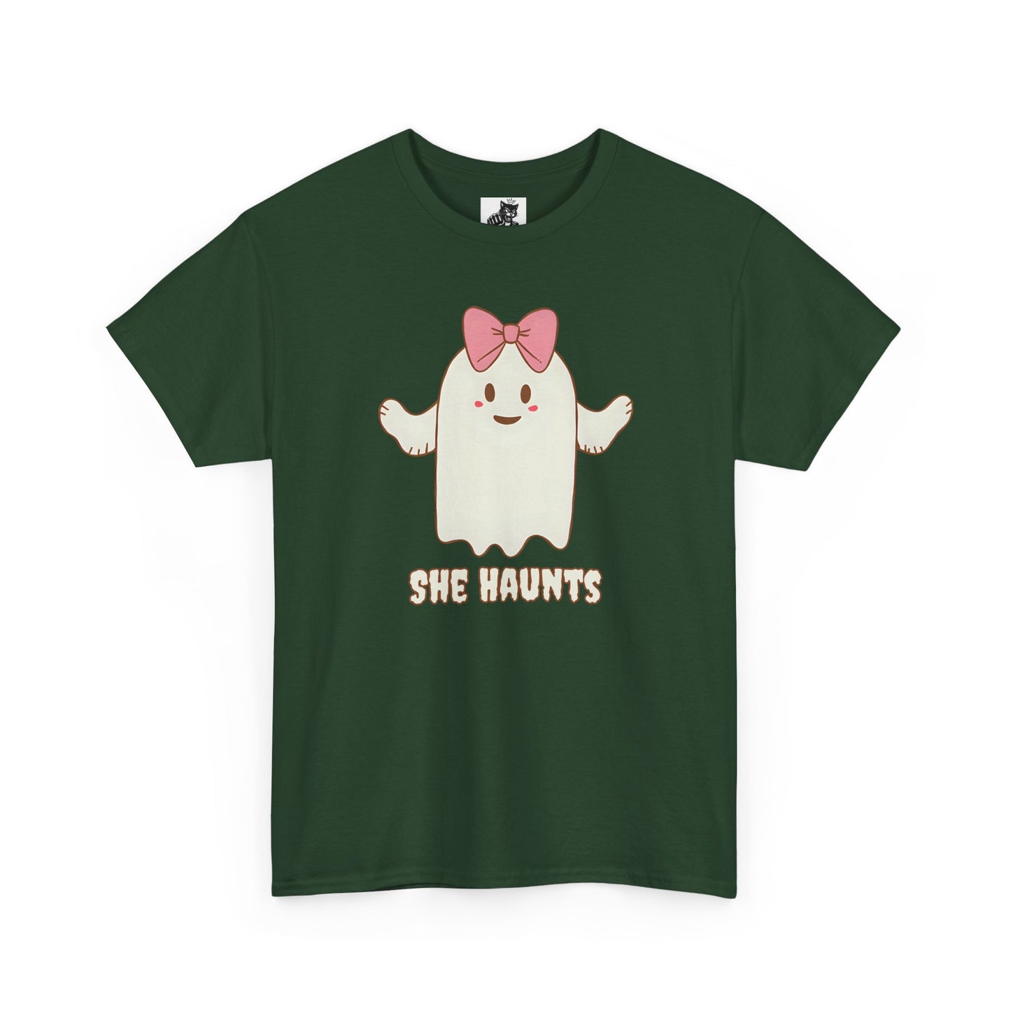 She Haunts (Version 4) - Cute Halloween Ghost T-Shirt