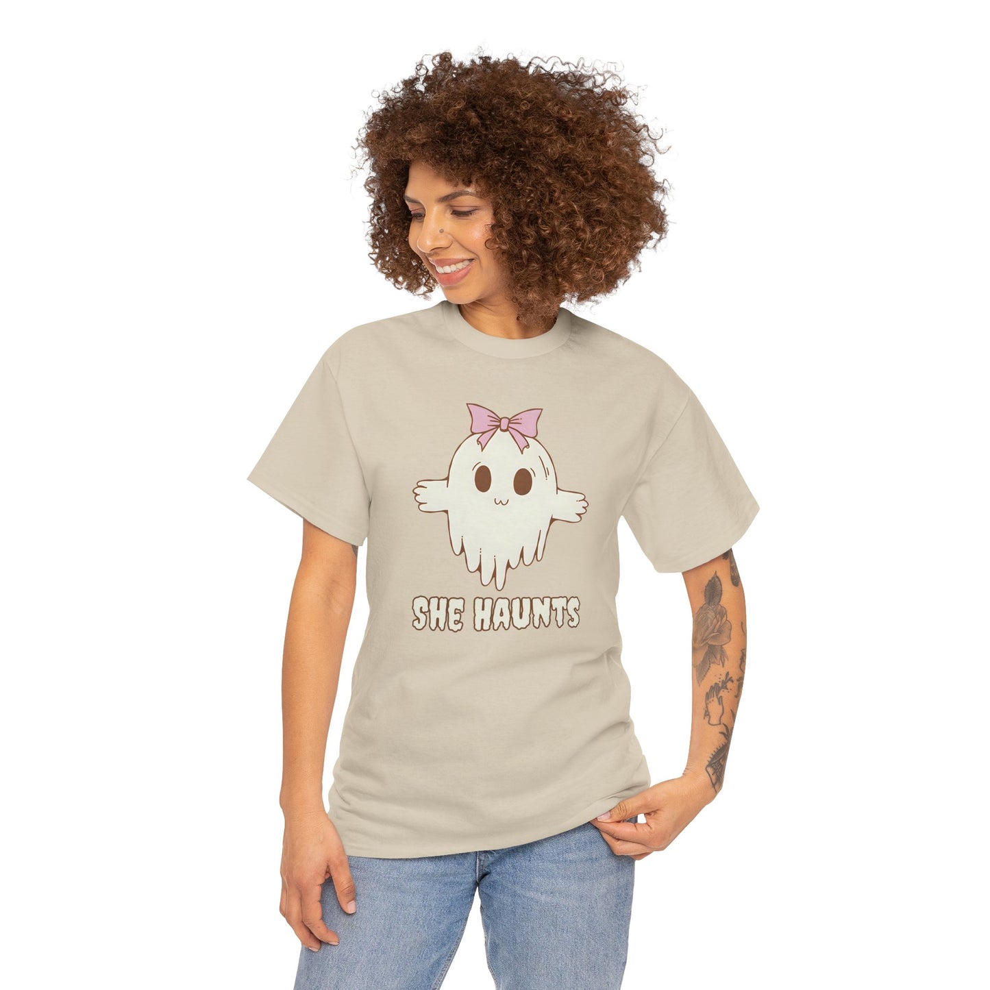 She Haunts - Cute Halloween Ghost T-Shirt