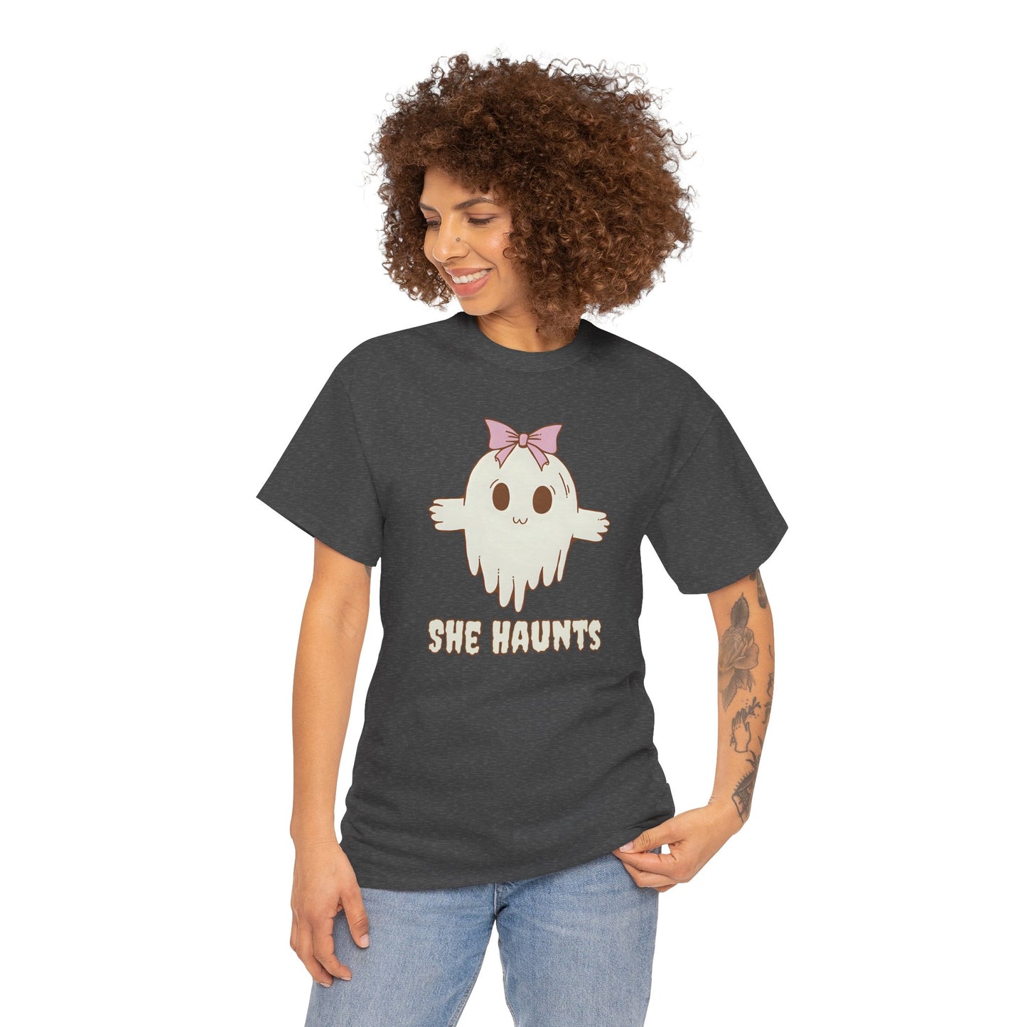 She Haunts - Cute Halloween Ghost T-Shirt