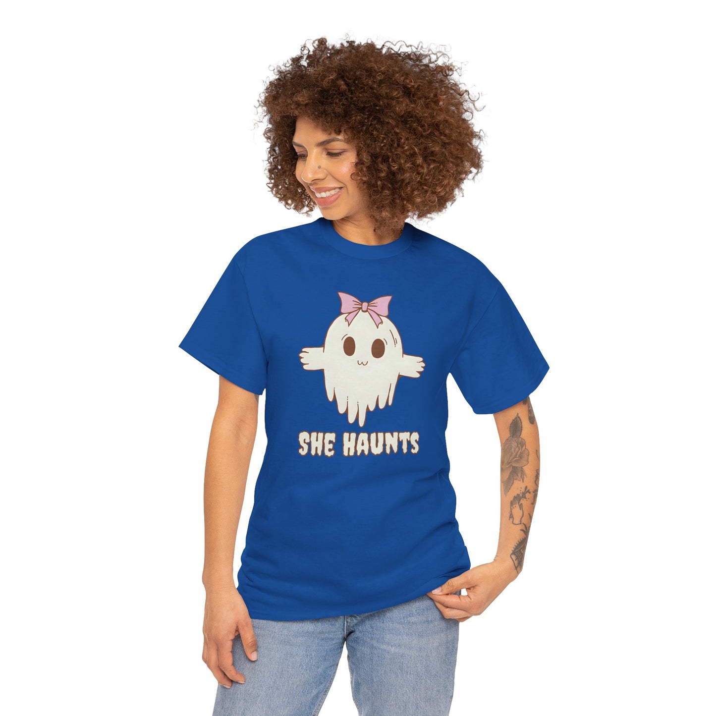 She Haunts - Cute Halloween Ghost T-Shirt