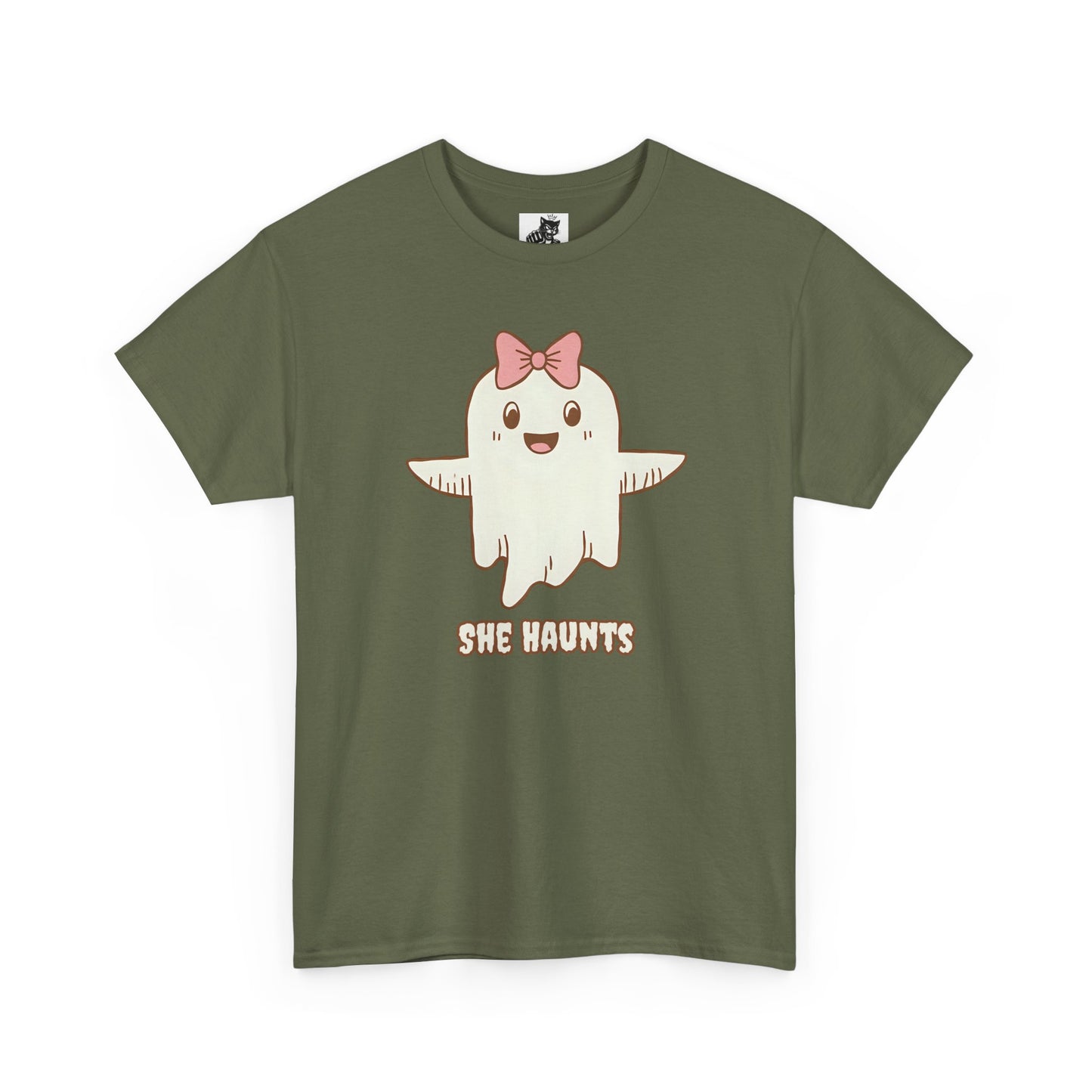 She Haunts (Version 3) - Cute Halloween Ghost T-Shirt