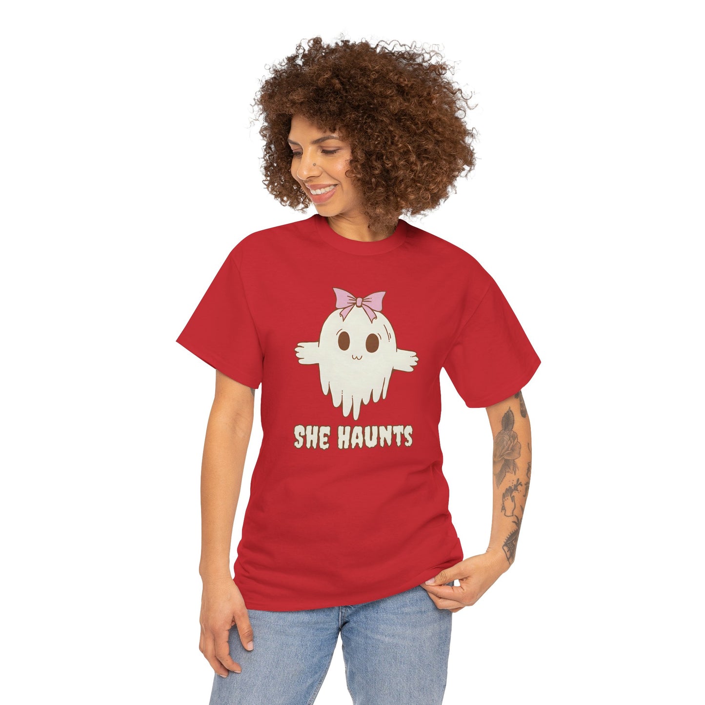She Haunts - Cute Halloween Ghost T-Shirt