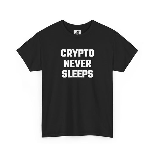 Crypto Never Sleeps Graphic Tee - Unisex Cotton T-Shirt