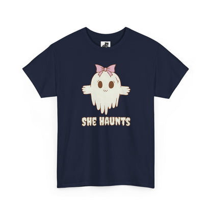 She Haunts - Cute Halloween Ghost T-Shirt
