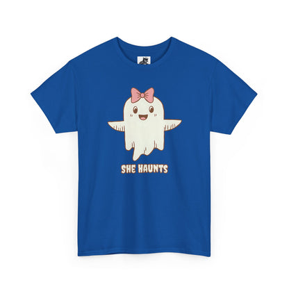 She Haunts (Version 3) - Cute Halloween Ghost T-Shirt