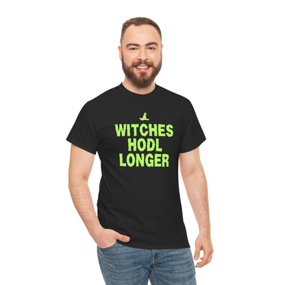 Witches HODL Longer (Version 2) Graphic Tee - Crypto Halloween Witch T-Shirt