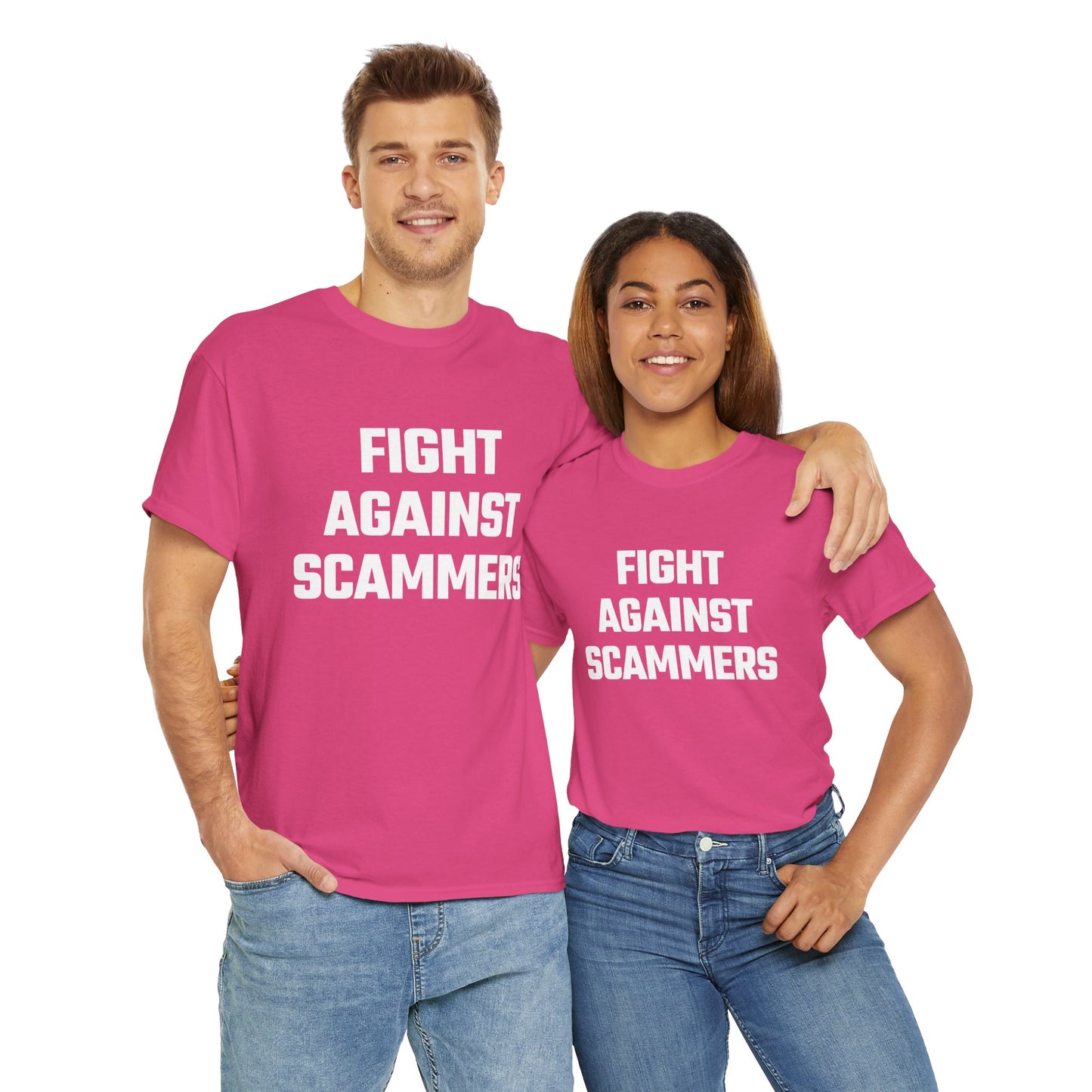 Fight Against Scammers Graphic Tee - Unisex Cotton T-Shirt