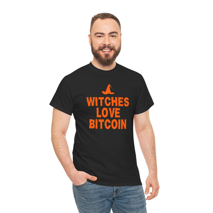 Witches Love Bitcoin Graphic Tee - Crypto Halloween Witch T-Shirt