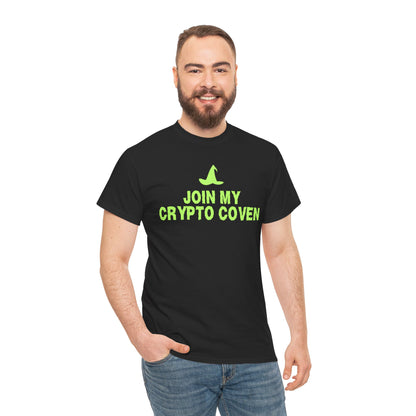 Join My Crypto Coven (Version 2) Graphic Tee - Crypto Halloween Witch T-Shirt