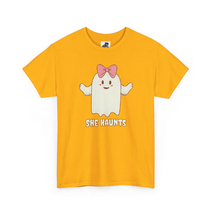 She Haunts (Version 4) - Cute Halloween Ghost T-Shirt
