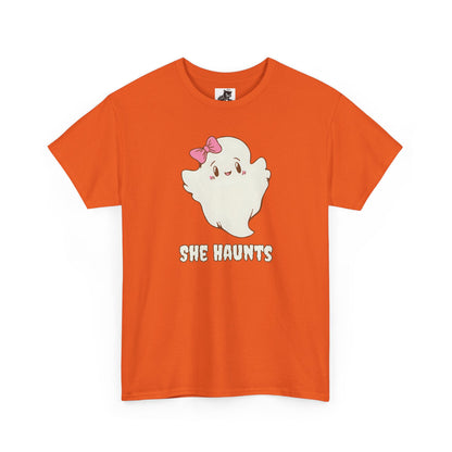 She Haunts (Version 2) - Cute Halloween Ghost T-Shirt