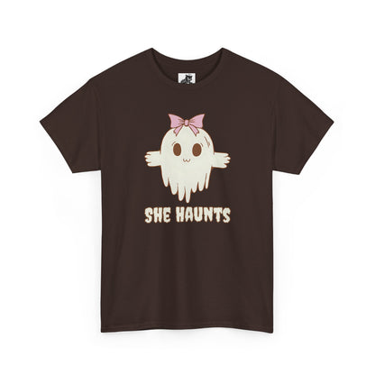 She Haunts - Cute Halloween Ghost T-Shirt